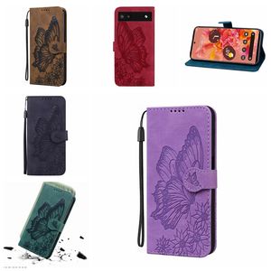 3D Schmetterling Leder Brieftasche Hüllen für Samsung A54 Redmi 10C 10A 10 5G A1 Xiaomi 12T Pro Google Pixel 8 7 Pro 7A 6 6A Retro Print Impressum Tier Halter Flip Cover Tasche