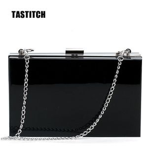 Evening Bags Black Acrylic Handbags Elegant Clutches Women Chain Party Prom Wedding Wallets Bridesmaid Purses 230316