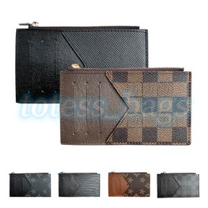 Porta carte di credito in vera pelle M30271 Porta passaporto con 4 slot per carte Designer di lusso Uomo Cerniera Portacarte da donna Fiore marrone lungo Portafogli Portachiavi Portamonete da polso