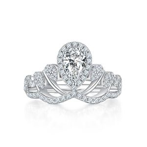 Rings Queen V Water Drop 925 Silver Plated White Gold Color Moisan Diamond Women's Ring Designer Luxury Brand Rings
