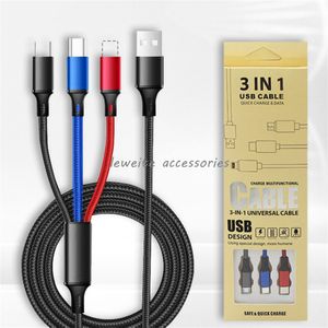 3 In 1 Micro USB Type C Charger Cable Multi Usb Port Multiple Usb Charging Cord Mobile Phone Wire For iPhone Samsung Xiaomi