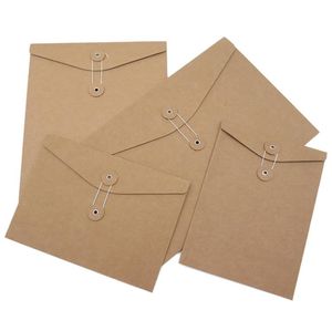 Brown Kraft Paper A4 Document Holder Arquivo Bolso de bolso envelope em branco com armazenamento Bolsa de suprimentos de escritório de bloqueio de armazenamento SN726