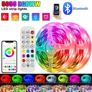 LED-remsor LED-strip ljus för rum DC5V 5050 Remote Control Music Bluetooth TV Backlight Decoration Bar Neon Lights Christmas LED1-5M 30M P230315