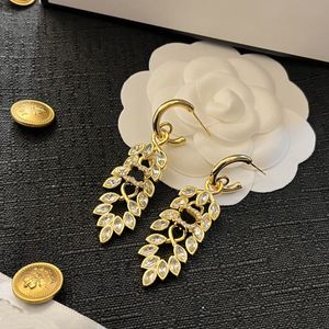 Örhängen designer stämpel varumärke charm blad hänge guld studörhängen populära vintage stil smycken för kvinnor keltiskt bröllopsfest med presentförpackning