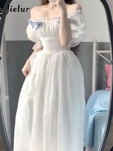 Sukienki swobodne Jielur France Fairy Sweet Sukienka Kobiety Vintage Evening Party Midi Sukienki Casual Designer Chic Princess Retro White Dress 230316