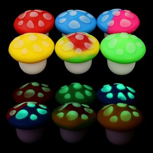 Latest Smoking Glow In Dark Colorful Silicone 5ML Wax Oil Rigs Storage Box Stash Case Sealed Tank Portable Mushroom Style Straw Dabber Bong Handpipes Waterpipe DHL