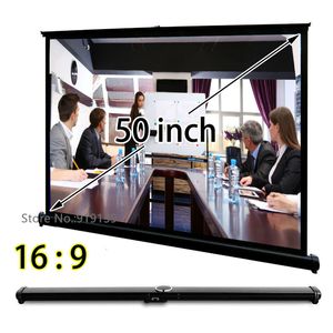 Projection Screens Easy Open Mini Screen 50inch 16x9 Widescreen Ultra HD 3D Projector Display For Trading Meeting 230316