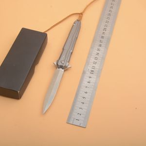 R1028 Flipper Klappmesser D2 Satin Spear Point Klinge TC4 Titanlegierung Griff Outdoor EDC Taschenmesser