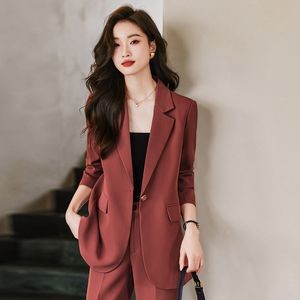 Abiti da donna Blazer Stili uniformi formali Abiti da lavoro da donna con pantaloni e giacche Cappotto Primavera Abbigliamento da lavoro professionale OL Pantaloni Tute Pantaloni Set 230316