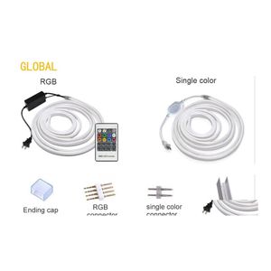 LED -remsor Neon Strip Flex Rope Light Waterproof IP68 TAPE 220V 110V TV Dimmer Flexibelt band för utomhusbelysning Cuttable vid 1Met DHNPP