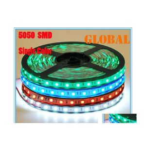 LED şeritler 5 metre şeridi ışık şerit 300leds/m SMD 5050 su geçirmez olmayan DC 12V Beyaz/Sıcak Beyaz/Kırmızı/Yeşil/Mavi/Sarı Noel Dekor Dhiyu