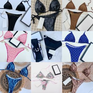 Kadınlar için 26 Stil Bikini Setleri Mayo Yüksek Belli Bikini Mektup Baskı Mayo Bikini
