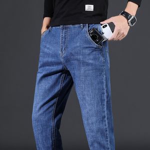 Jeans masculino Solee Brand Bordado Anti-roubo de zíper de calça de bolso de bolso de bolso de negócios