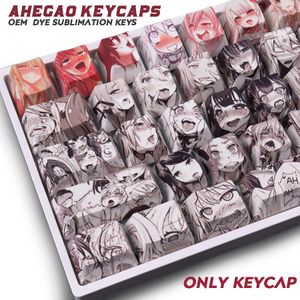 108 nycklar ahegao japansk anime PBT-färgämne-SUB KeyCap OEM-profil Engelsk personlighet Custom Keycaps för mekaniskt tangentbord