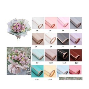 Gift Wrap Flower Wrapped Paper 20Pcs/Pack 60X60Cm Christmas Wedding Valentine Day Waterproof Bronzing Drop Delivery Home Garden Fest Dhyd5