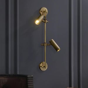 Vägglampor Koppar LED -lampor med på båda sidor av det dubbla huvudet Retro Industrial Style Room