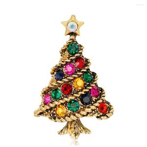 Broszki Tulx wielokolorowe rhinestone Tree Star Women Men Men Vintage Christmas Party Office Casual Brooch Pins Prezenty