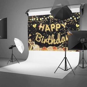 Decoração de festa Banner preto Feliz aniversário Balloon Bolloon Bunting Sign Poster Booth Decor