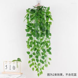 Decorative Flowers 90cm Real Touch Artificial Plants Hanging Ivy Leaves Green Radish Seaweed Begonia Grape Fake Vine Home Garden Wall Party