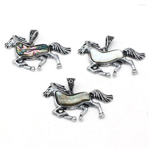 Pendant Necklaces Charm Retro Style Natural Abalone Shell Black White Horse For Jewelry Making Supplies DIY Necklace Accessories Wholesale