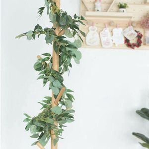 Dekorativa blommor Fake Eucalyptus Leaf Greenery Wedding Decor Wreath Artificial Vine Plant Garland