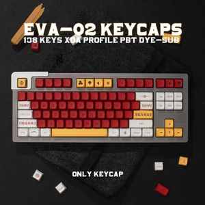 EVANGELION-02 134 Keys EVA Second Machine PBT Keycap DYE-SUB XDA Height DIY Ball Cap Mechanical Keyboard Key Cap 61/64/68/75/84