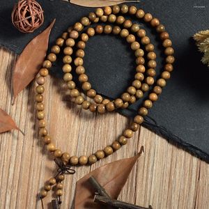 Strand 108 8mm Tibetan Buddhist For Men Natural Green Sandalwood Prayer Malas Fashion Wood Pärlade halsbandsarmband P3