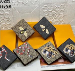 Men Animal Designers Fashion Short Wallet Leather Black Snake Tiger Bee Women Luxury Purse Card Holders With Gift Box Top Quality