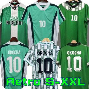 레트로 나이지리아 1994 Home Away 축구 유니폼 Kanu Okocha Finidi Nwogu Futbol 키트 빈티지 풋볼 저지 클래식 셔츠 1996 1998 666