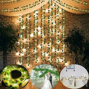 Strings LED Leaf Ivy Green Fake Fairy String Lights Garden Party Home Decoration Christmas Wreath Gift EmbellishmentLED