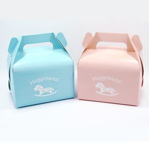 Gift Wrap 10 Pcs Cute Wooden Horse Cake Food Wrapping Box Christmas Gift Box Container Supplies Cookies Pack Bag Year Party Candy Box 230316