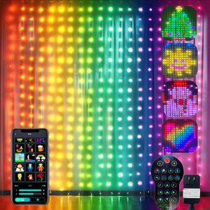 Smart belysningsappkontroll RGB -gardinlampor Navidad LED String Fairy Garland för fönster sovrum juldekoration utomhus 230316