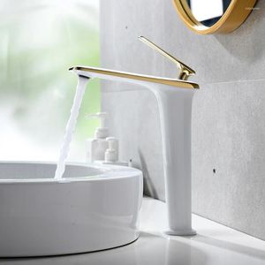 Bathroom Sink Faucets Basin Faucet Mixer Bath Gold And White Brass Single Handle Hole Tap Grifo Lavabo Wash Cold