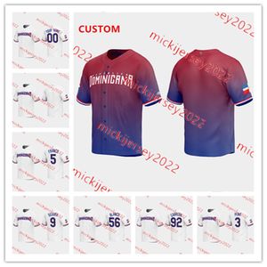 2023 WBC Repubblica Dominicana Jersey di baseball cucita personalizzata Mens Youth 56 Ronel Blanco 62 Cesar Valdez 62 Enyel De Los Santos 93 Yimi Garcia 53 Carlos Estevez maglie