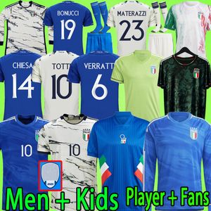 2023 Italië Soccer Jerseys Player Versie Maglie Da Calcio Lange mouw Totti Chiesa Training Pak Italia 23 24 Doelman voetbalshirt T Men Set Kids Kit Uniform 2024