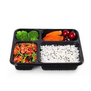 Kostenloser Versand zum Mitnehmen, 4 Fächer, Lebensmittelverpackungsboxen aus hochwertigem PP, hochwertige Einweg-Bento-Box SEAWAY RRA10832