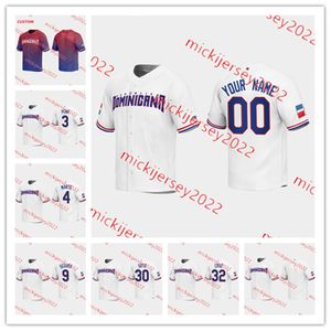 2023 WBC Dominikanska republiken Baseballtröja Anpassad sömnad Mens Youth 3 Jeremy Pena 4 Ketel Marte 5 Wander Franco 9 Jean Segura 11 Rafael Devers Jerseys