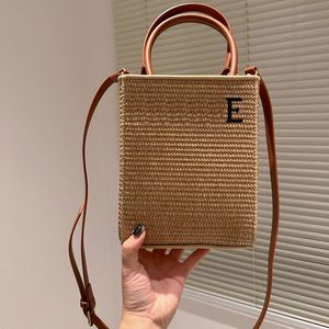 Hasır Dokuma Tote Çanta Tığ Çanta Crossbody Çanta Lafite Çim Kadın Çanta Nakış Harfler Ayrılabilir Kayış Büyük Kapasiteli Cep Deri Kolu