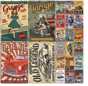 Retro Garage Metal Painting Sign Plaque Metal Vintage Car Repair Service Tin Sign Home Decoration Man Cave Wall Art Decor Plate 30X20cm W03