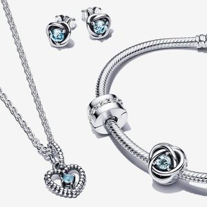 Orecchini di diamanti blu charms bracciale perline Aries Love Pendant DIY fit Pandora bracciali collana di gioielli braccialetto di design di fidanzamento da donna