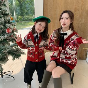 家族を一致する服をマッチする服クリスマスデーセーターカーディガンメリークリスマスイブスウェットママと私の服装親子服230316