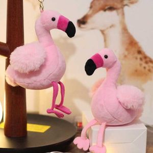 Großhandel 5 Stück Flamingo Vogel Schlüsselanhänger Stofftier Tierwelt Sammlerstück Weiches Plüschpuppenspielzeug Geburtstagsgeschenk für Mädchen