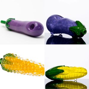 Vintage aubergine Corn Glass Bong Rökning Pipe Quality Hookah Bong Original Factory Direct Sale kan sätta kundlogotyp av DHL UPS CNE