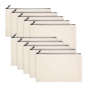 Casos de bolsas de cosméticos 10 PCs em branco Diy Craft Canvas Pen Case Maquiagem Lápis de algodão Viagem 230316