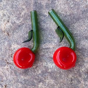 Glass Smoking Pipe Tabocco Hand Spoon Pipes Red Cherry 4'' Creative Handmade Herb Bowl