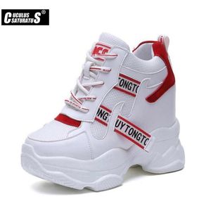 SURET BUTS CUCULUS Wysoka platforma 9 cm Wzrost Buty swobodne butę Kobieta Sprężyna Hidden Wedge Sneakers Buty Buty 230316