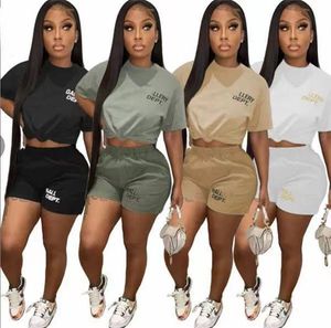 2024Designer Summer Women Tracksuits Two Piece Set Letter Print Kort ärm T -skjorta Top och Shorts Outfits sportkläder