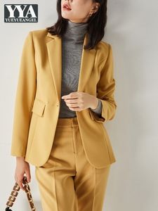 Ternos femininos Blazers Office Senhoras elegantes ternos formais Spring Autumn Color Solid Blazers Calças Duas peças Conjuntos de negócios Casual Business Sets 230316