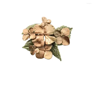 Broches CSXJD 2023 Versão genuína Metal Bronze Big Hydrangea Broche Vintage Acessórios de casamento femininos