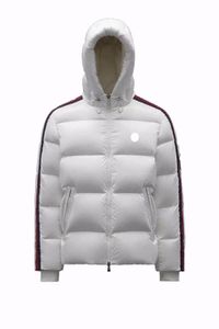 Monclairer Sleeve Color Stripe Mens Down Jacket Chest Badge Hooded puffer jacket AAA Quality coat Size 1--5